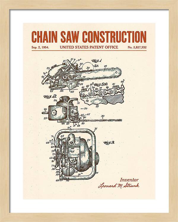 Chain Saw Retro Patent Us2827932a