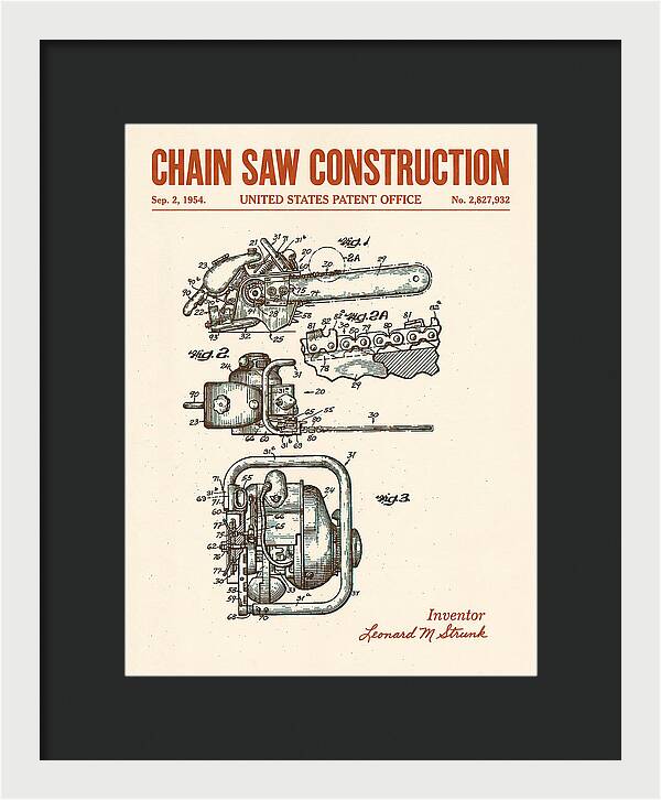 Chain Saw Retro Patent Us2827932a