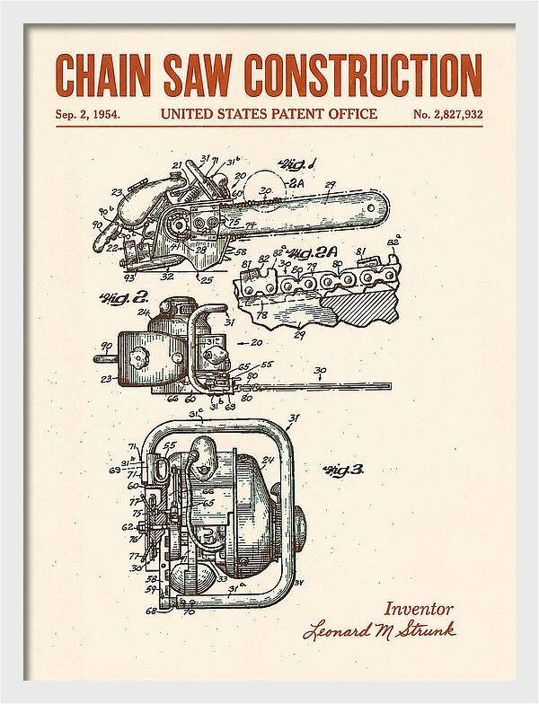 Chain Saw Retro Patent Us2827932a