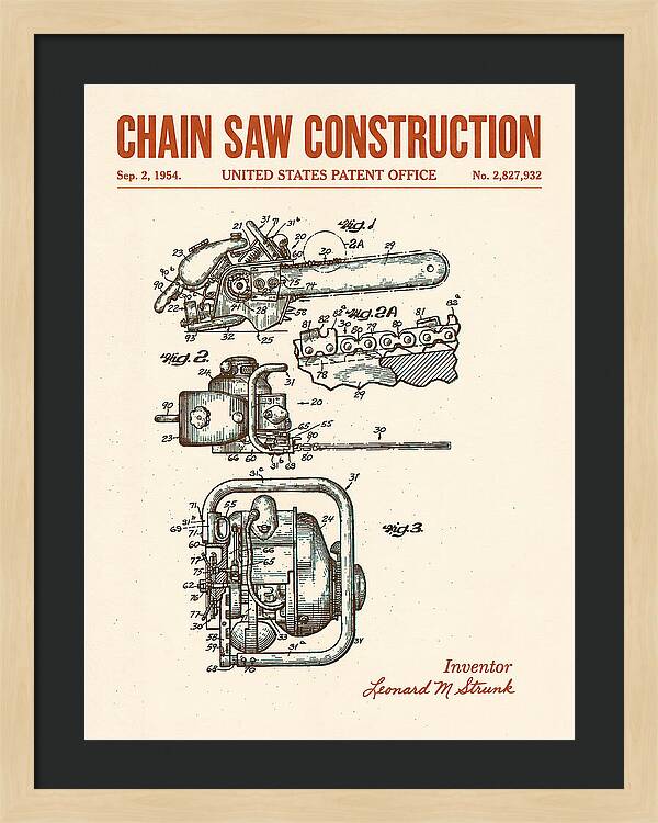 Chain Saw Retro Patent Us2827932a