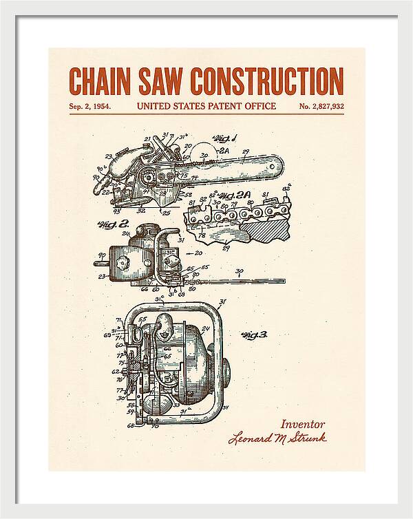 Chain Saw Retro Patent Us2827932a