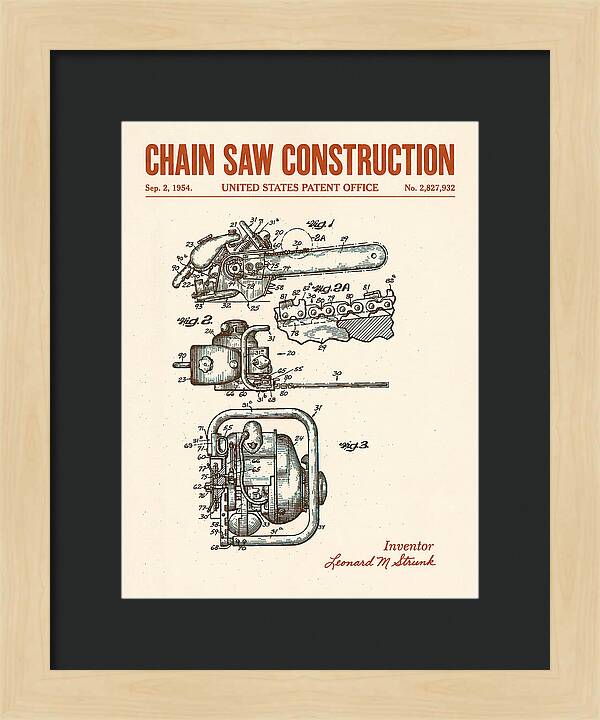 Chain Saw Retro Patent Us2827932a