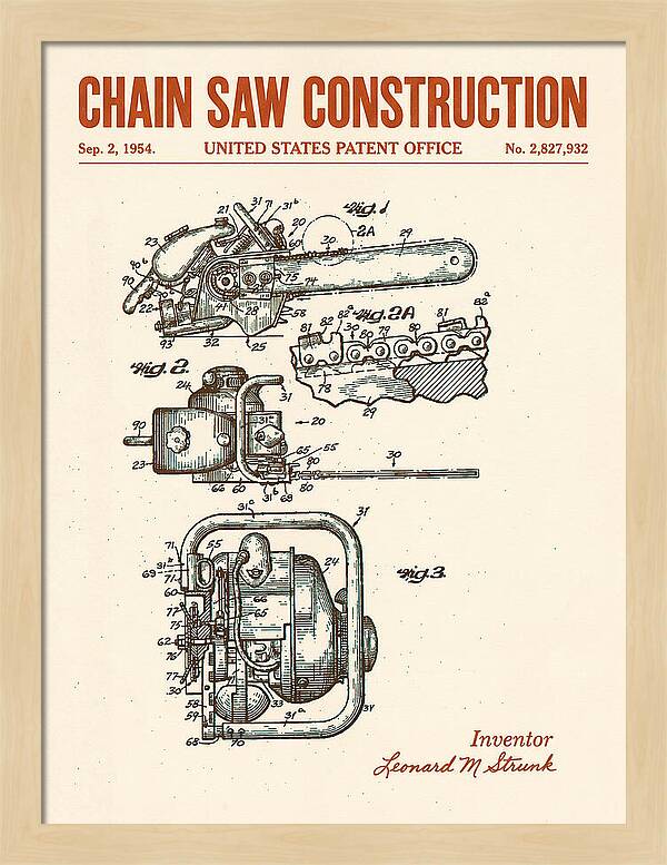 Chain Saw Retro Patent Us2827932a