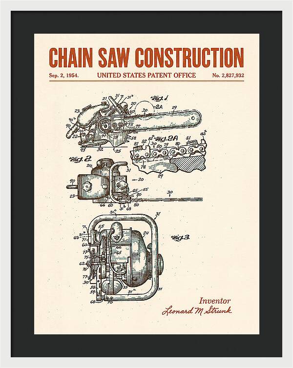 Chain Saw Retro Patent Us2827932a