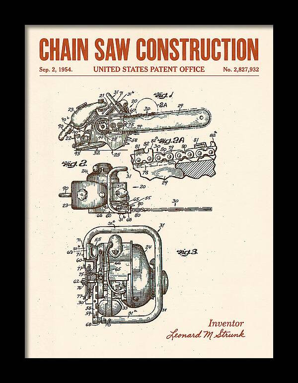 Chain Saw Retro Patent Us2827932a