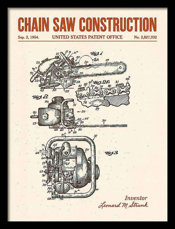 Chain Saw Retro Patent Us2827932a