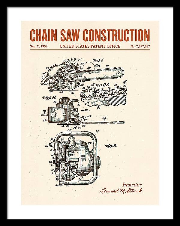 Chain Saw Retro Patent Us2827932a