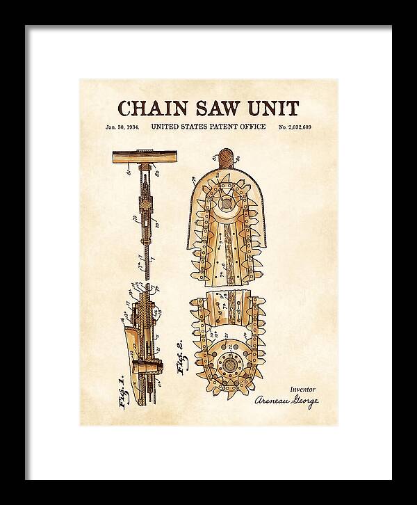 Chain Saw Watercolor Patent Us2032609a
