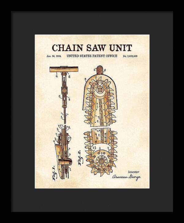 Chain Saw Watercolor Patent Us2032609a