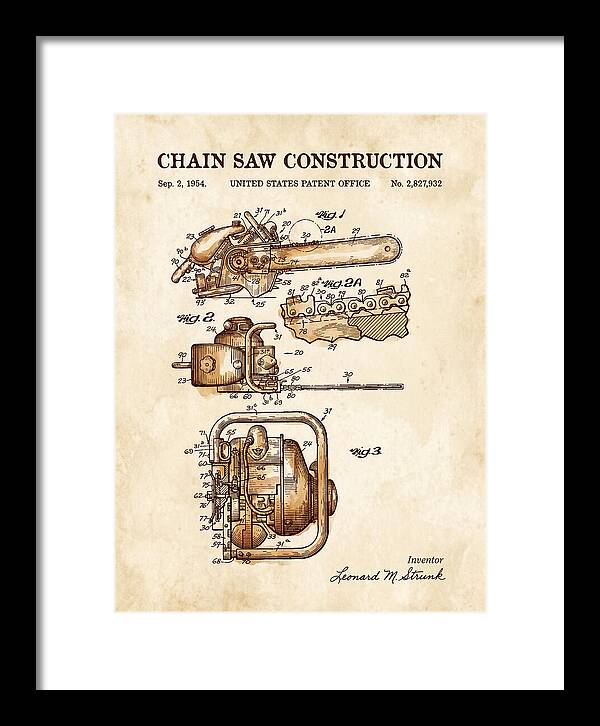 Chain Saw Watercolor Patent Us2827932a