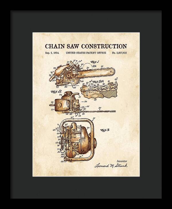 Chain Saw Watercolor Patent Us2827932a