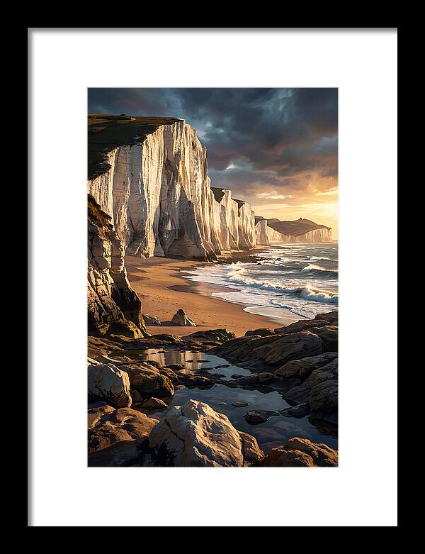 Chalk Cliffs Towering Above Beach