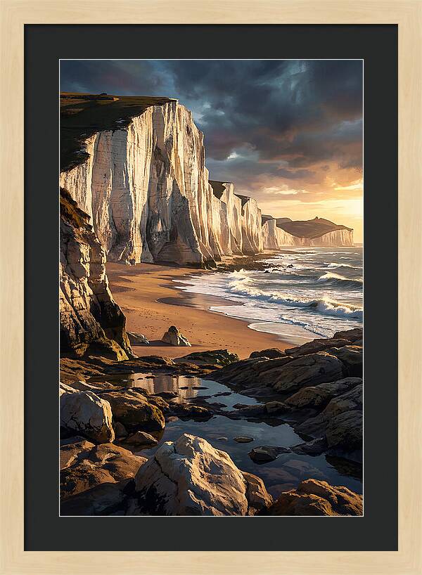 Chalk Cliffs Towering Above Beach