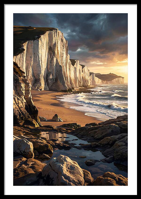 Chalk Cliffs Towering Above Beach