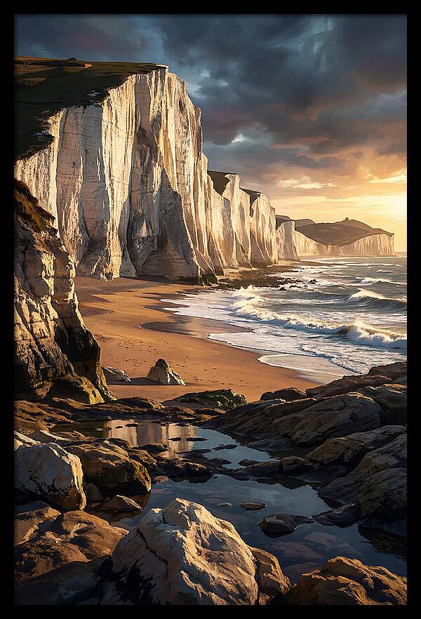 Chalk Cliffs Towering Above Beach