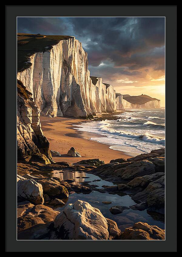 Chalk Cliffs Towering Above Beach