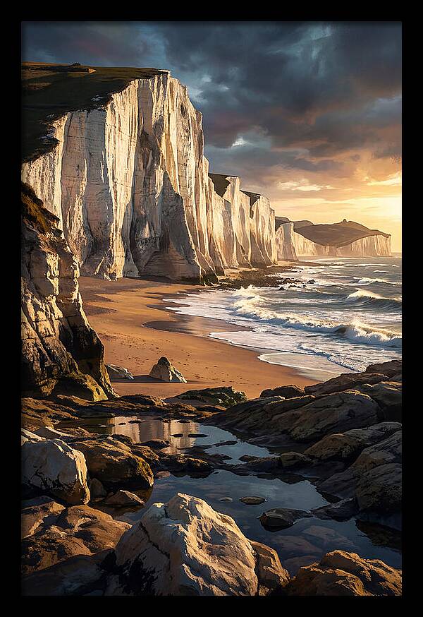 Chalk Cliffs Towering Above Beach