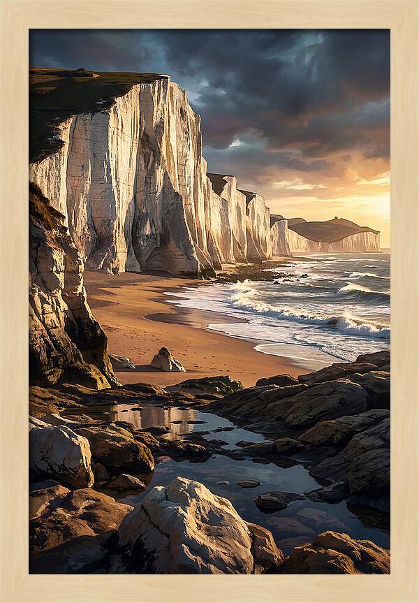 Chalk Cliffs Towering Above Beach