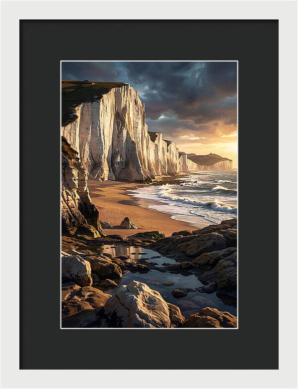 Chalk Cliffs Towering Above Beach