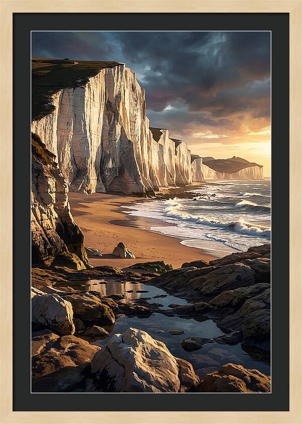 Chalk Cliffs Towering Above Beach