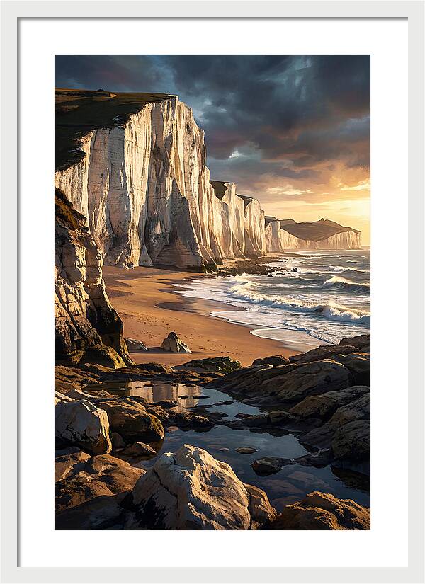 Chalk Cliffs Towering Above Beach
