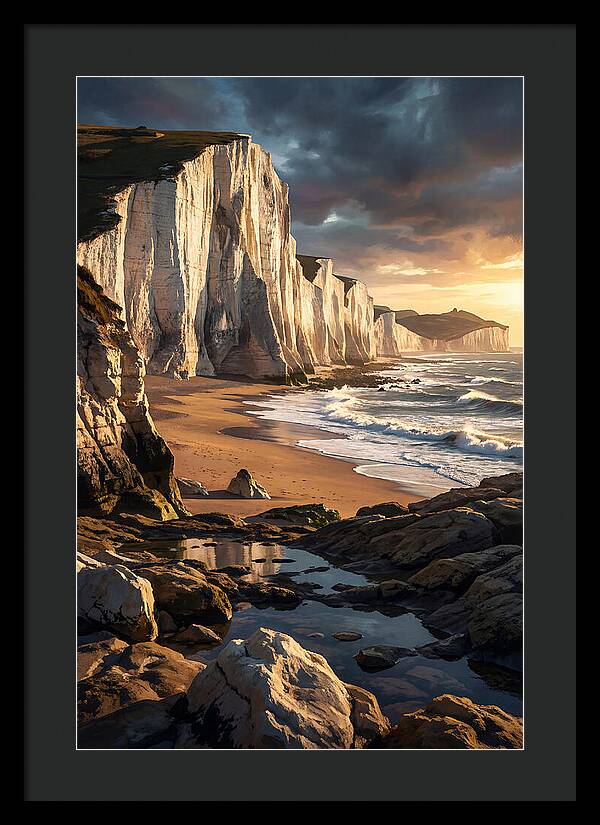 Chalk Cliffs Towering Above Beach