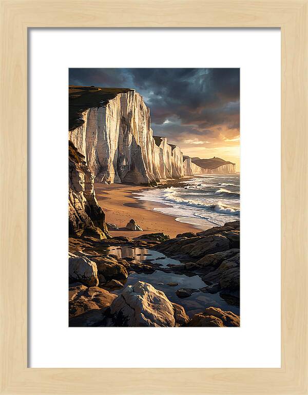 Chalk Cliffs Towering Above Beach
