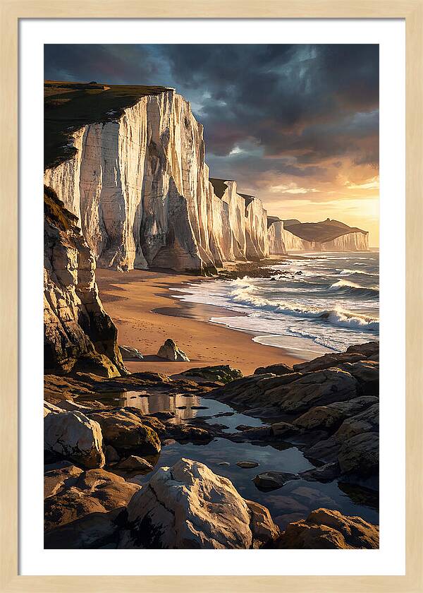 Chalk Cliffs Towering Above Beach