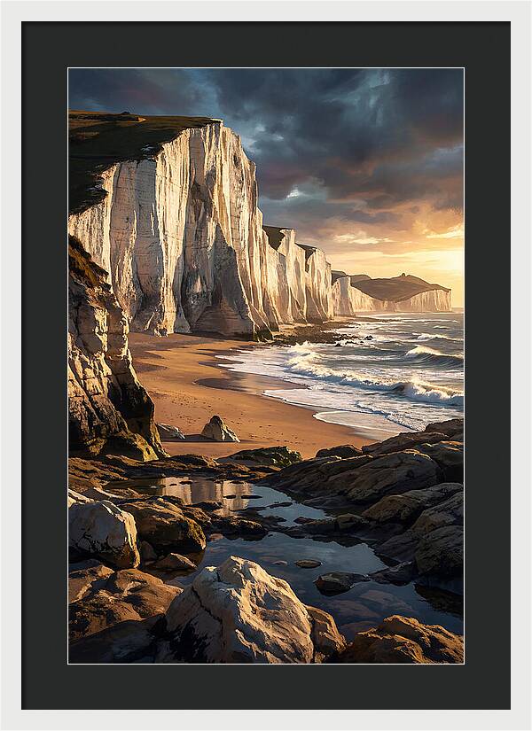 Chalk Cliffs Towering Above Beach