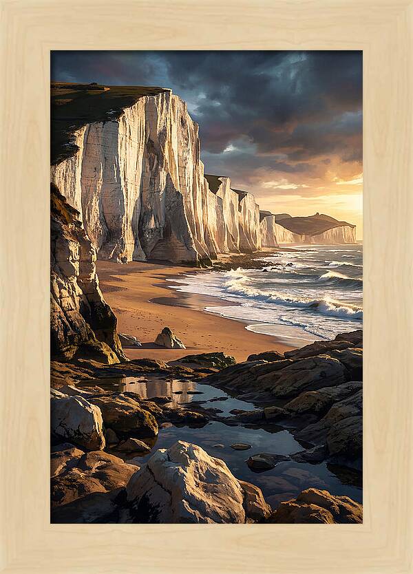 Chalk Cliffs Towering Above Beach