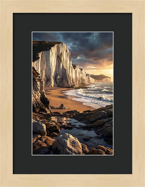Chalk Cliffs Towering Above Beach