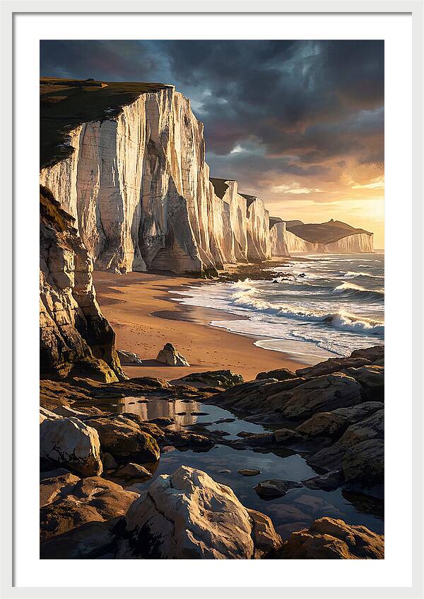 Chalk Cliffs Towering Above Beach
