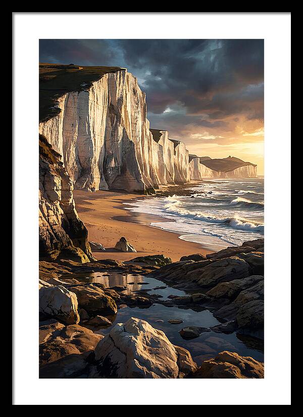 Chalk Cliffs Towering Above Beach