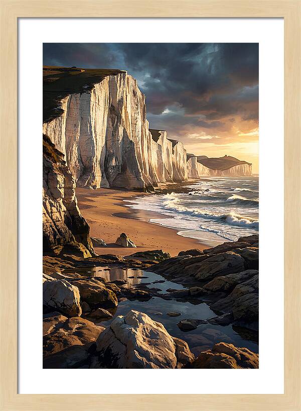 Chalk Cliffs Towering Above Beach