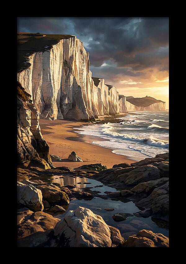 Chalk Cliffs Towering Above Beach
