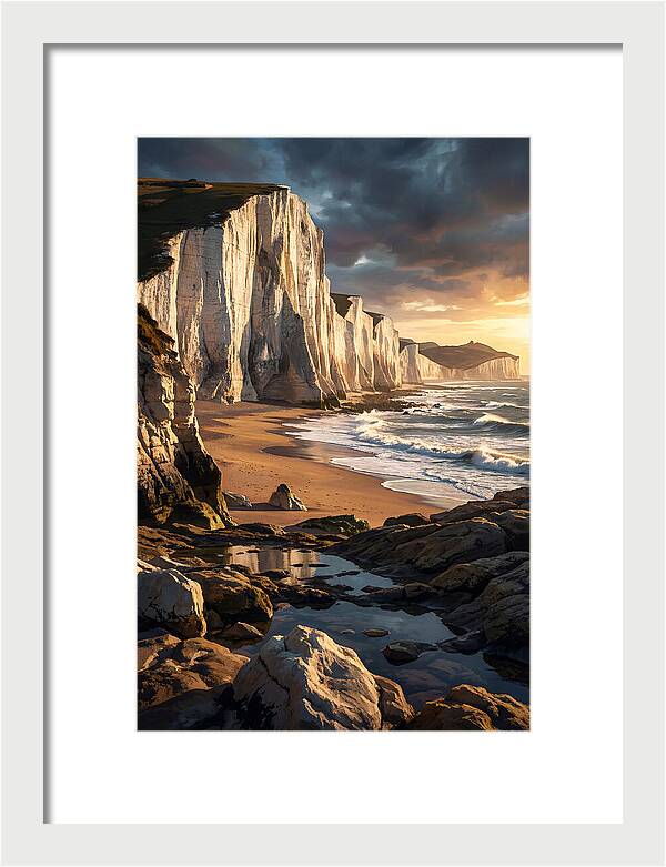 Chalk Cliffs Towering Above Beach