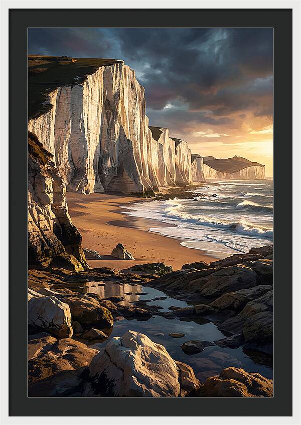 Chalk Cliffs Towering Above Beach