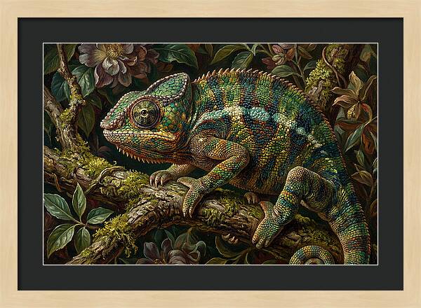 Chameleon Among Blossoms