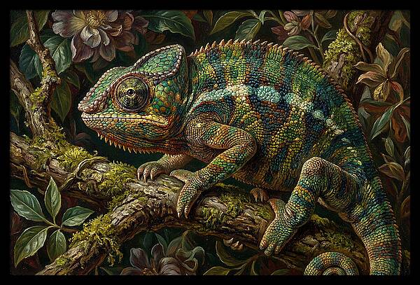 Chameleon Among Blossoms