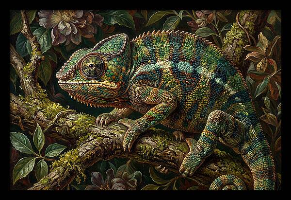 Chameleon Among Blossoms