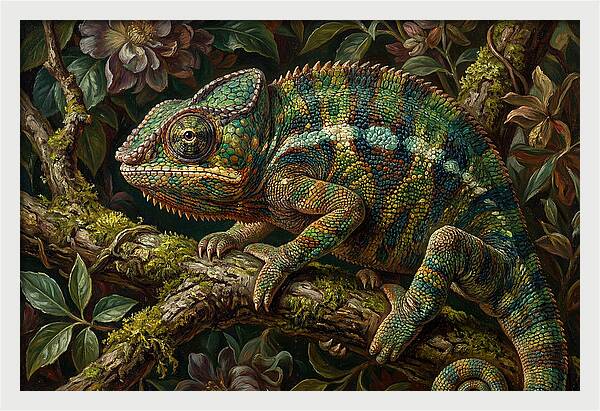 Chameleon Among Blossoms