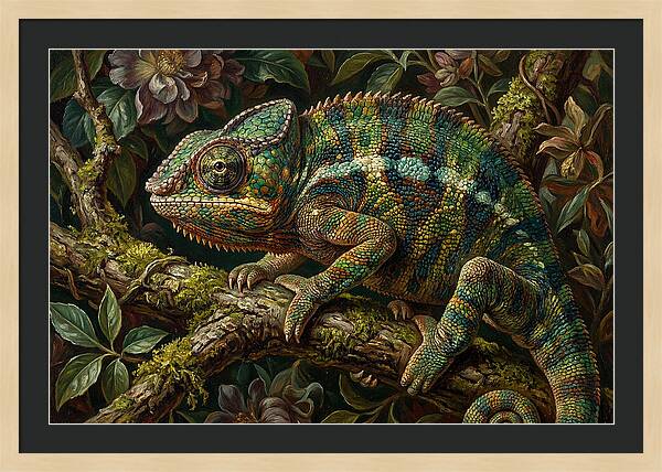 Chameleon Among Blossoms