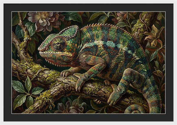 Chameleon Among Blossoms