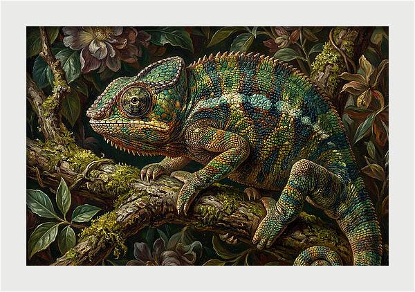 Chameleon Among Blossoms