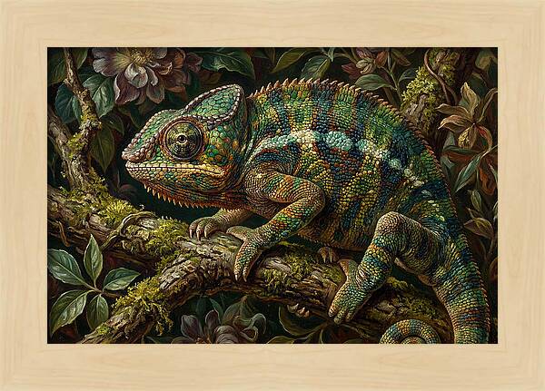 Chameleon Among Blossoms