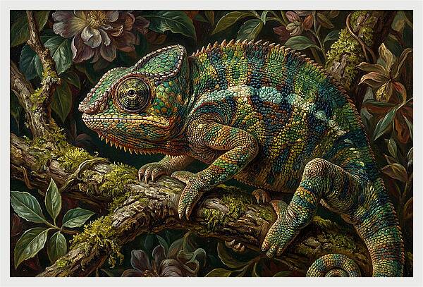 Chameleon Among Blossoms