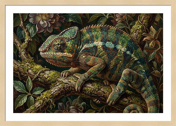 Chameleon Among Blossoms