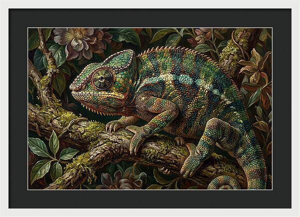 Chameleon Among Blossoms