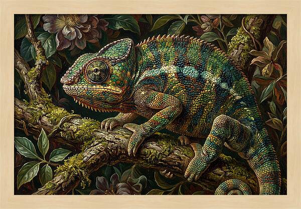 Chameleon Among Blossoms