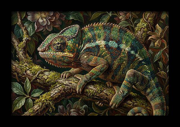 Chameleon Among Blossoms